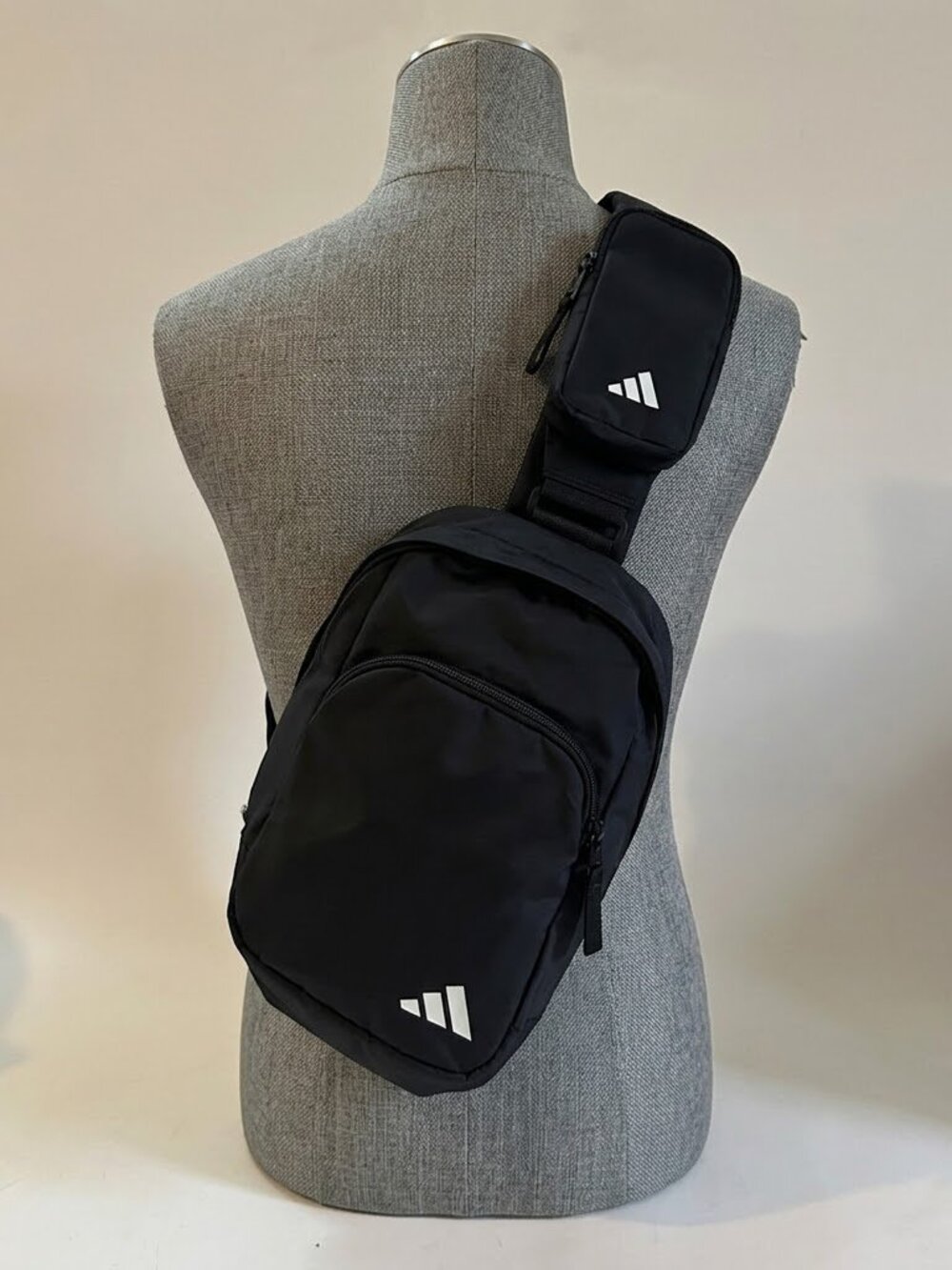 Adidas Essentials 2 Sling Bag Zippered Pouch Attached Adjustable Crossbody Strap